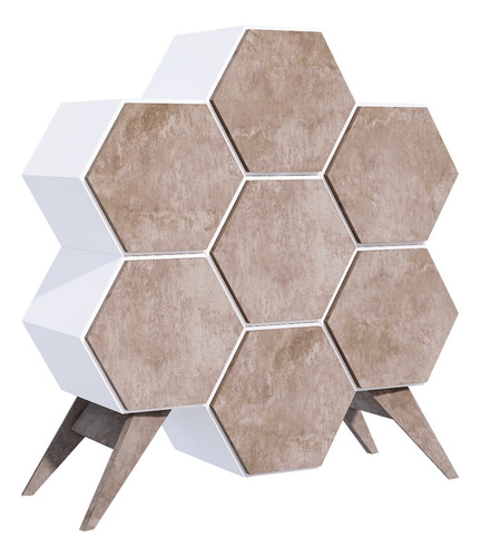 Cómoda Chifonier Moderna Diseño Hexagonal Color Gris