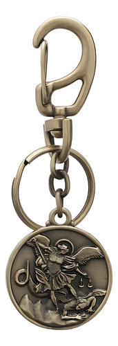 Chaveiro São Miguel Arcanjo Ouro Velho Com Mosquetão Ar9688