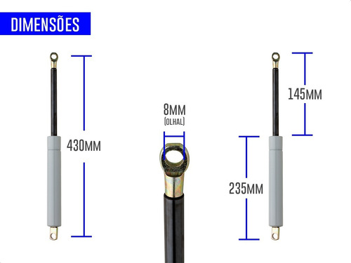 Imagem 6 de 6 de Par Amortecedor Cama Box Baú Casal 800n/80kgf Ortobom