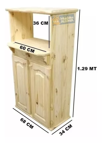 Mueble Para Microondas C/2 Puertas Y 1 Caj Pino Macizo