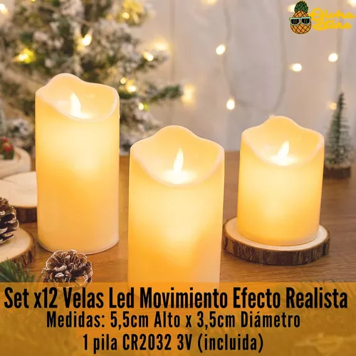 Vela LED decorativa movimiento efecto llama 15cm Marfil