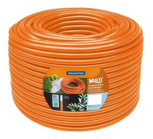 Mangueira Multi Tramontina Pvc S/ Esguicho 100m Laranja