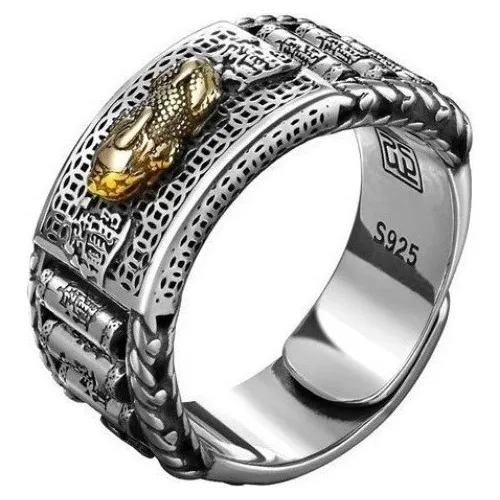 S925 Anillo De Pixiu Plateado De La Rueda De Oraci n Cuotas sin