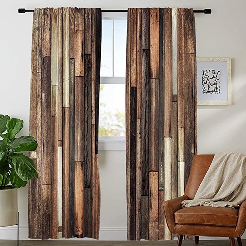 Riyidecor Rústico Madera Granero Puerta Cortinas Rod Pocket