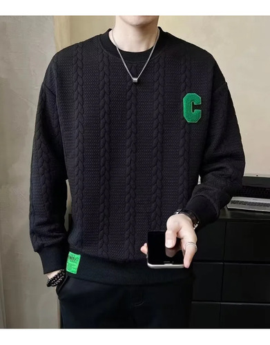 Sudadera Casual De Invierno Con Cuello Redondo Y Forro Polar