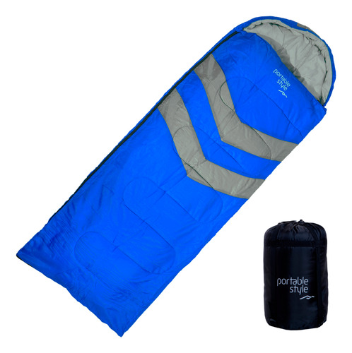 Portable Style Camping Pro saco de dormir térmico 0º cor azul e preto sem gênero tamanho adulto