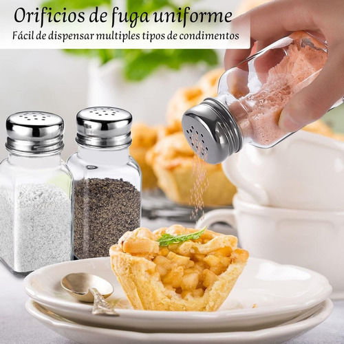 ( Juego De 2 Saleros Y Pimenteros De Vidrio Con Agujeros