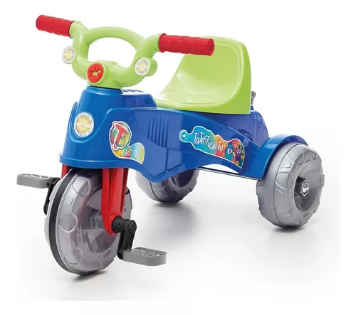 Triciclo Motoca Infantil Menino Com Aro Protetor Azul Overlar