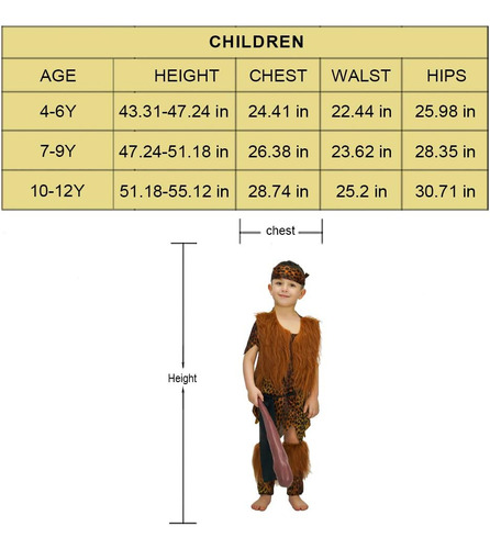 Disfraz De Hombre De Las Cavernas Para Niños Kalcykizz (10-1