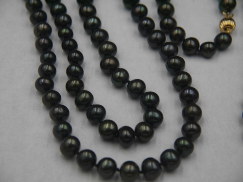 Collar Perlas Tahitianas Redondas Negras 9-10mm 189cms
