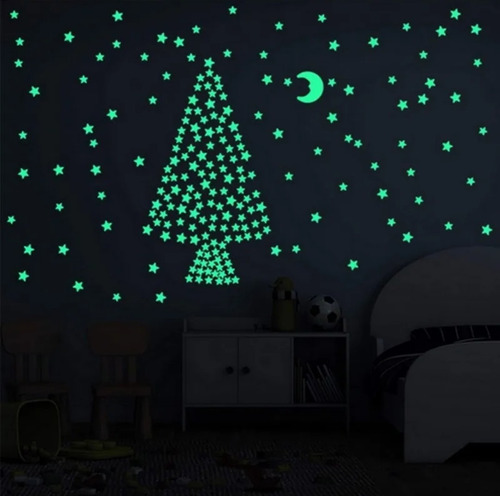 100 Estrellas Pared Stickers Fluorescentes Fosforescentes