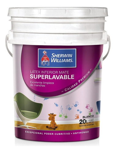 Látex Interior Mate Superlavable 20 Lts. Sherwin Williams