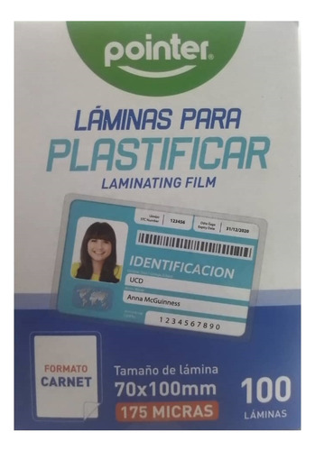 Laminas De Plastificar Carnet Y Cedula 100 Piezas 175 Micras