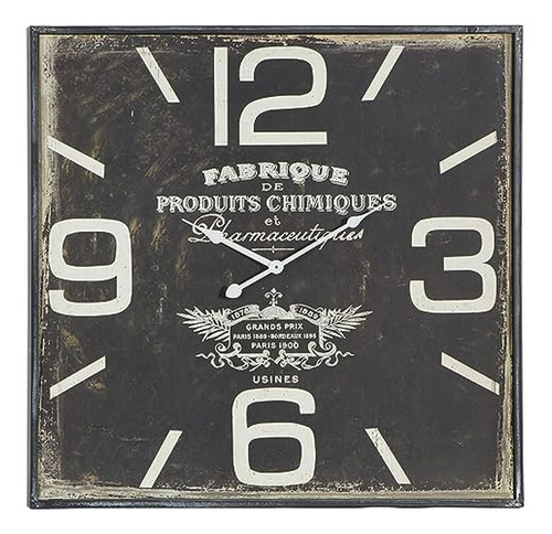 Reloj De Pared Cuadrado En Madera, Deco 79, 23  X 2 , Negro.