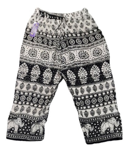 Imagen 2 de 5 de Pantalón Pescadora Hindú Elefantes 100% Algodón Artesanal T1