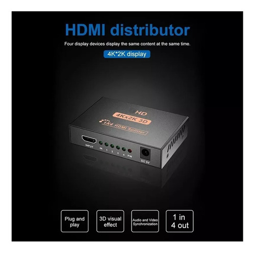 Splitter Hdmi 4 Puertos De Salida | 60 Metros