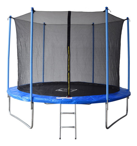 Cama Elastica C Escalera 3.05 Metros Con Red De Proteccion Lona De Salto Negro Cobertor De Resortes Azul