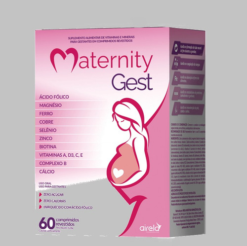 Kit 10 Vitaminas Maternity Gest Acido Fólico 60caps - Airela Sem Sabor