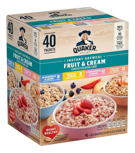 40 Pack Avena Instantanea Quaker Frutas Y Crema 40 Pack 