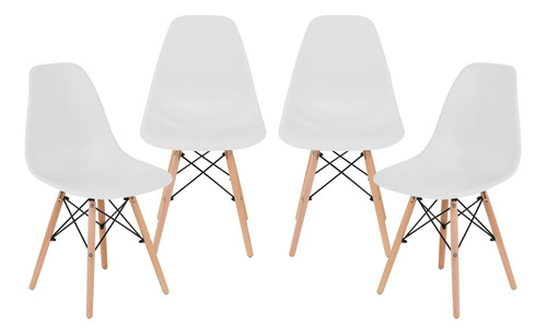 Set De 4 Sillas Eames Modernas Minimalistas De Comedor Onof Color Del Asiento Blanco