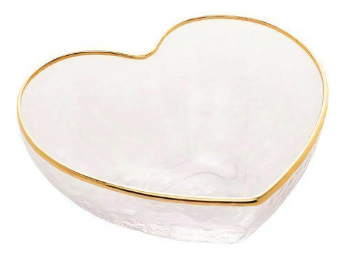 Bowl Vidro Coração Borda Dourada Heart 12cm Bon Gourmet