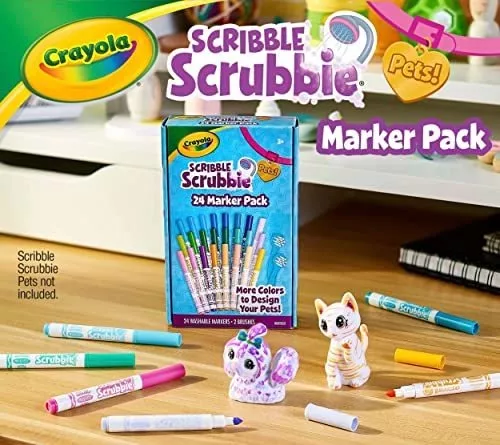 Crayola Scribble Scrubbie Pets Marker Set, 24 Washable Markers for Kids, Gifts for Boys & Girls [ Exclusive]