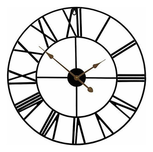 Reloj De Pared Redondo Con Numeros Romanos De 24 Pulgadas Color de la estructura Negro Color del fondo Agua