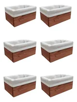 Comprar 6 Unidades Cajones Canastos De Madera Decorativos Con Tela