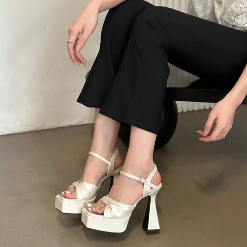 Sandalias Elegantes Con Correa De Tacón Alto Para Mujer