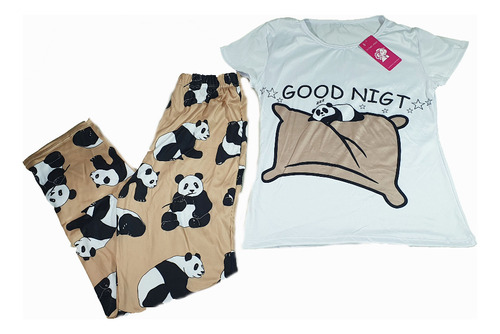 Pijama De Mujer De Oso Panda Pantalon Y Blusa