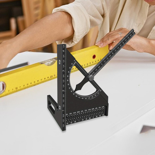 Regla Triangular Cuadrada, Multiángulo Ajustable, Negro