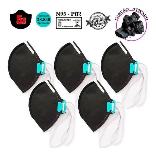 Imagem 3 de 7 de 5 Máscaras Proteção Respiratória Carvão Ativado E Regulável