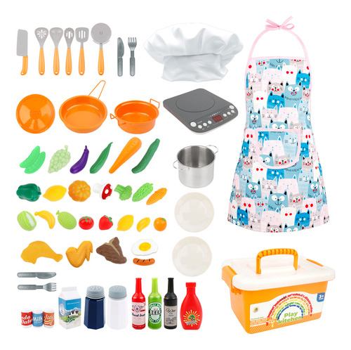 Set De Ollas De Cocina Chef Toys Delantal Para Niños Y Niña