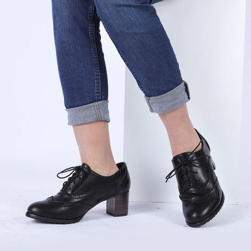 Imagen 5 de 8 de Odema Zapatos Oxford De Piel Sintética Con Punta De Ala Y Ta