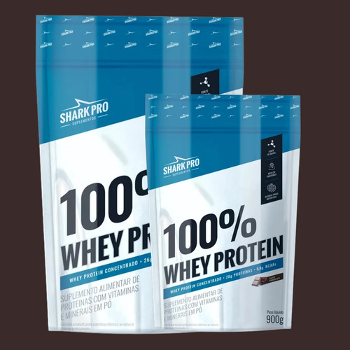 100% Whey Protein Conc Refil 900g Grow Soldiers - Shark Pro Sabor Chocolate