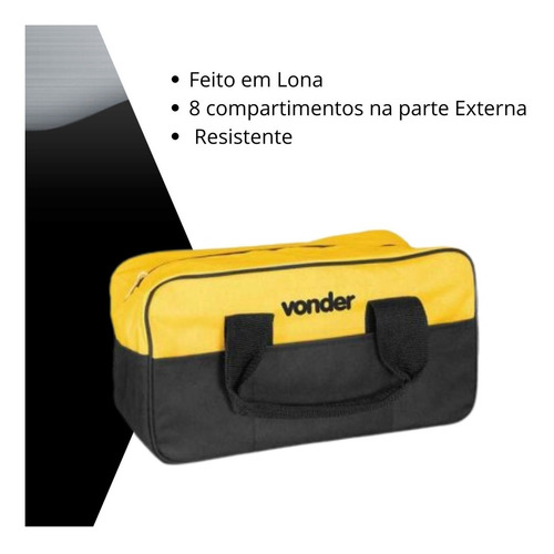 Bolsa De Lona Reforçada Para Ferramentas Vonder Bl005 Top Cor Amarelo E Preto
