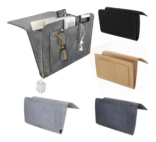 Imagen 1 de 6 de Organizador Cama Beige Bolsa Revistero Sofa Control Celular
