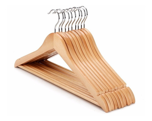 Imagen 1 de 6 de Colgadores De Ropa De Madera Por Docena Importado