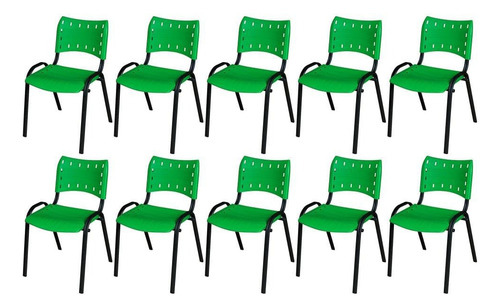 Cadeira Iso Kit 10 Peças Base Preto Cores Variadas Cor Verde