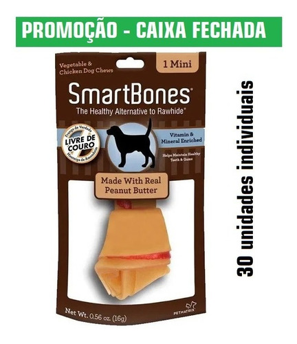 Imagem 1 de 7 de Caixa Petisco Para Cães Smartbones Mini 30un Individuais 16g