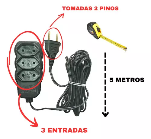 Multicontacto de 6 tomas Elite Tomadas Linha Extensão Régua Elétrica Tomada  Bivolt Tripolar Profissional Com Preto