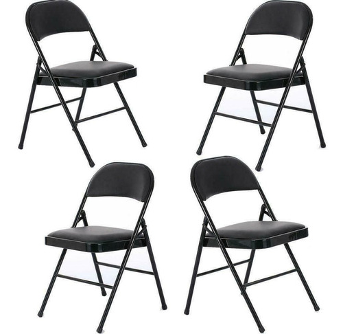 Set De 4 Sillas Plegables Con Asiento En Tela Y Marco En