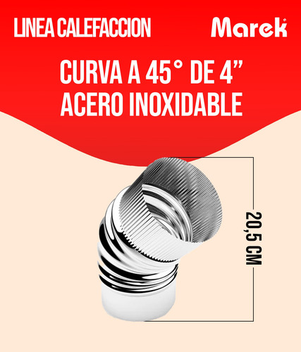 Curva A 45 Grados 4 Pulgadas Acero Inoxidable