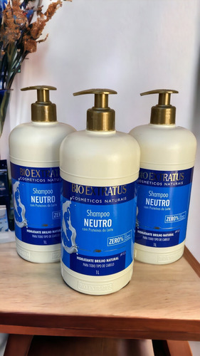 Kit 3 Shampoo Brilho Natural Neutro 1 L Bio Extratus K7839