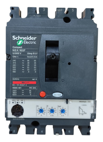 Disjuntor Nsx160f Mic 2.2 100a 3p C16f32d100 - Schneider