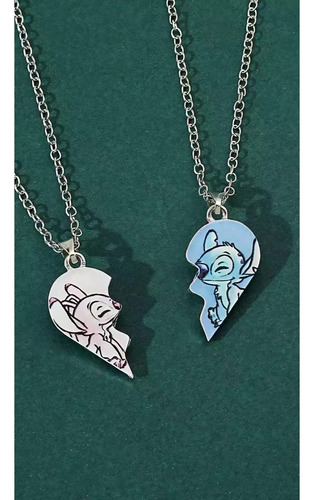Collar Corazón Lilo Y Stich Amor Pareja