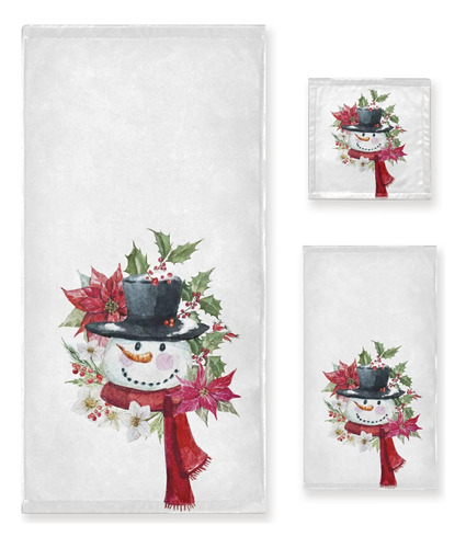Juego De Toallas De Baño Con Diseño De Muñeco De Nieve De In