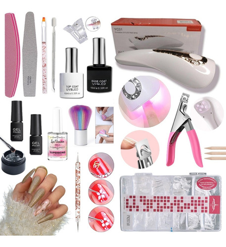 Kit Para Uñas Postizas De Soft Gel Con Cabina Uv Recargable