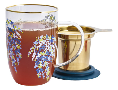 Adagio Teas Mug Bhoro Feather Flower Con Infusor 470 Ml Color Blanco