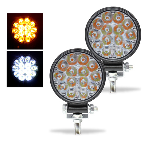 Juego Faros Auxiliares Redondos 14 Led Blanco/ambar Mini Ds